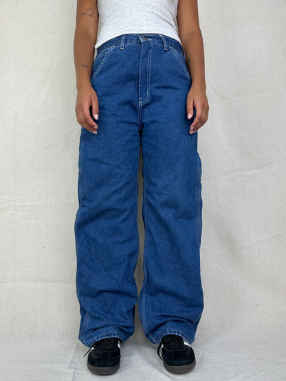 90's Carhartt Contrast Stitch USA Made Vintage Carpenter Jeans Size 29x31