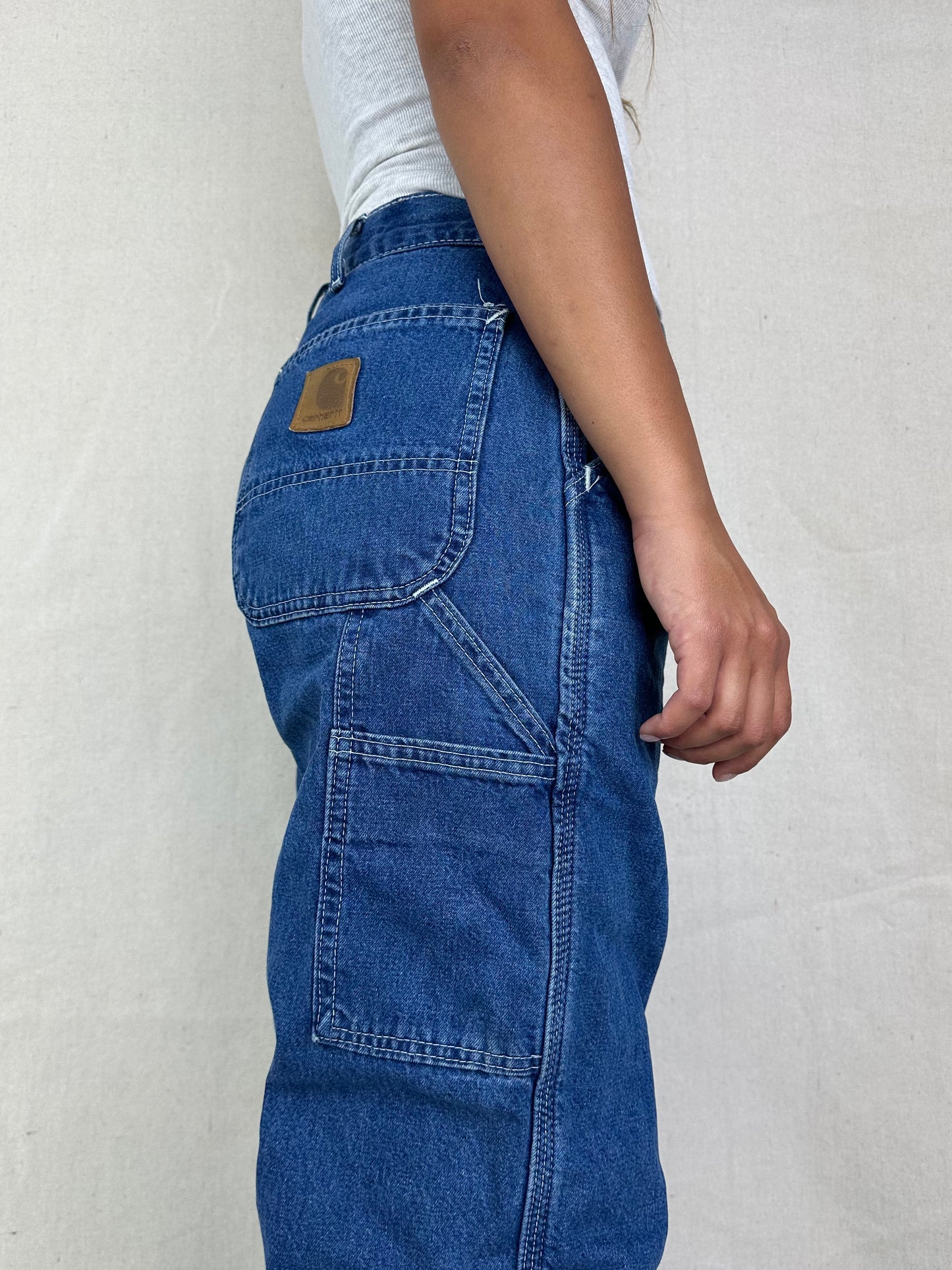 90's Carhartt Contrast Stitch USA Made Vintage Carpenter Jeans Size 29x31