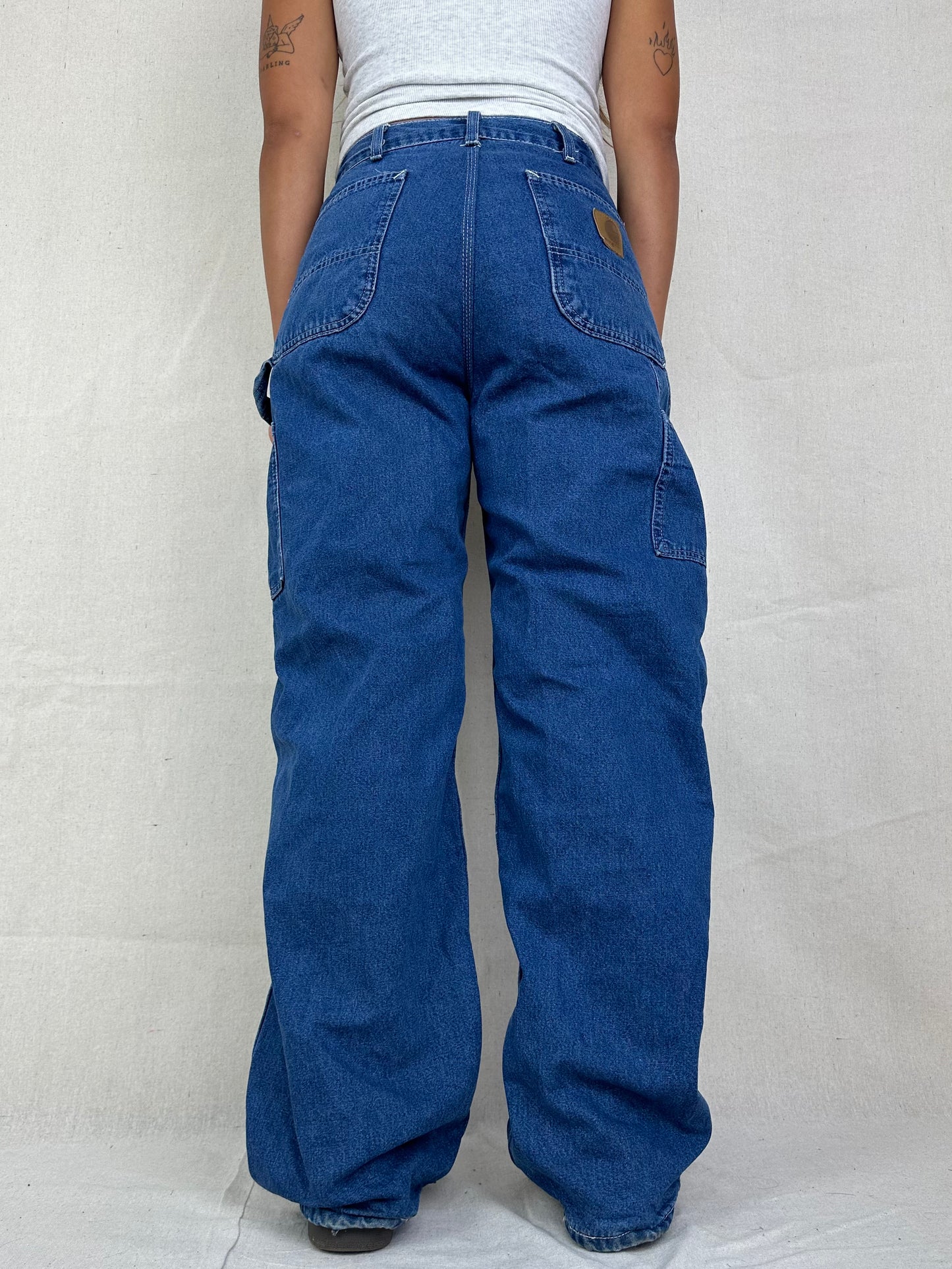 90's Carhartt Contrast Stitch USA Made Vintage Carpenter Jeans Size 29x31