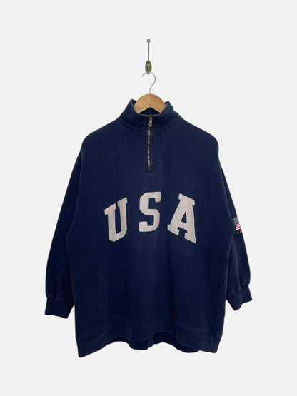 90's USA Quarter Zip Vintage Sweatshirt Size L