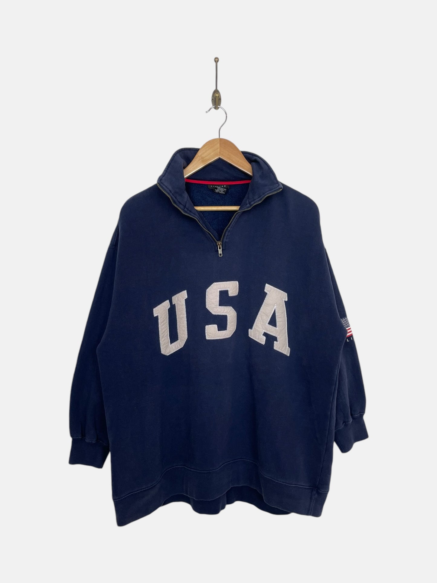 90's USA Quarter Zip Vintage Sweatshirt Size L