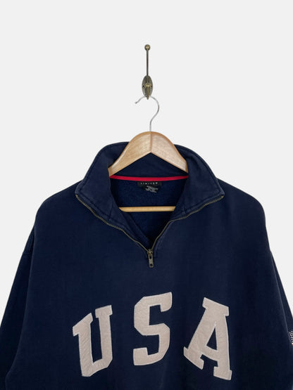 90's USA Quarter Zip Vintage Sweatshirt Size L