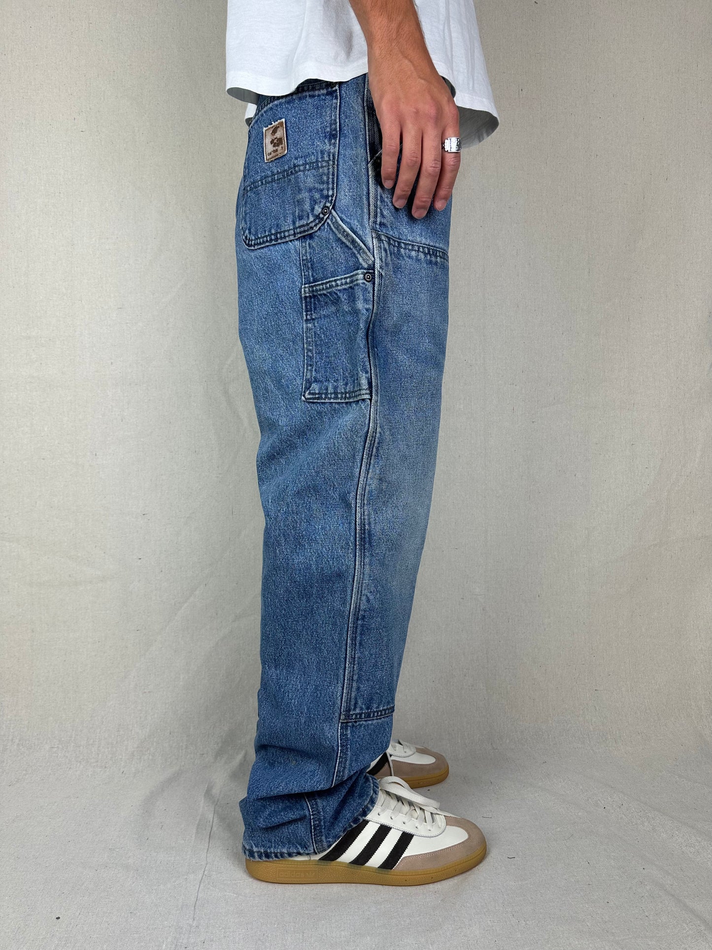 90's Carhartt Heavy Duty Double Knee USA Made Vintage Carpenter Jeans Size 36x32