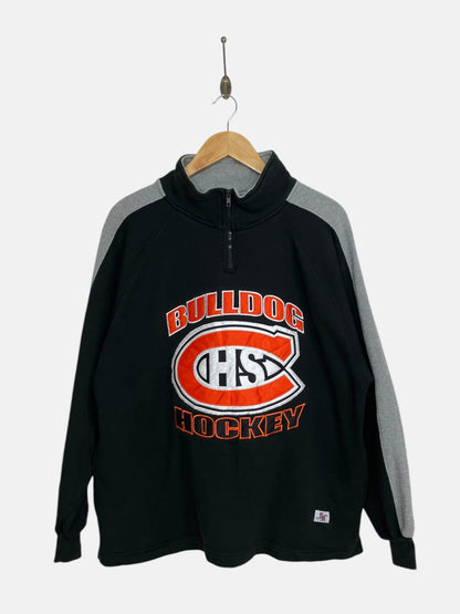 90's HS Bulldog Embroidered Vintage Quarterzip Sweatshirt Size L