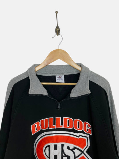 90's HS Bulldog Embroidered Vintage Quarterzip Sweatshirt Size L