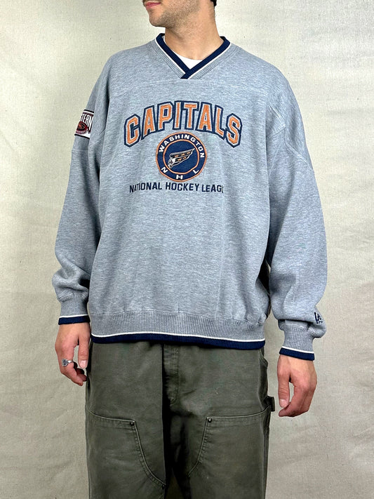 90's Washington Capitals NHL Embroidered Vintage Sweatshirt Size L-XL