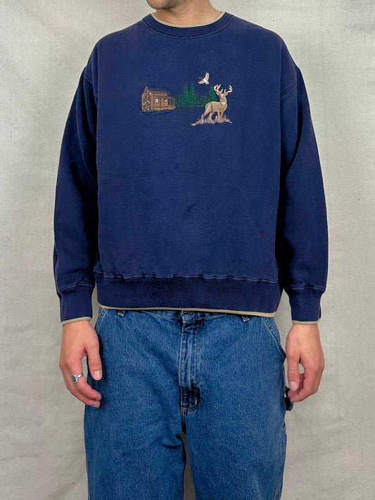 90's Big Buck Embroidered Vintage Sweatshirt Size S-M