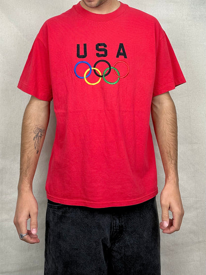 90's USA Olympics Embroidered Vintage T-Shirt Size M