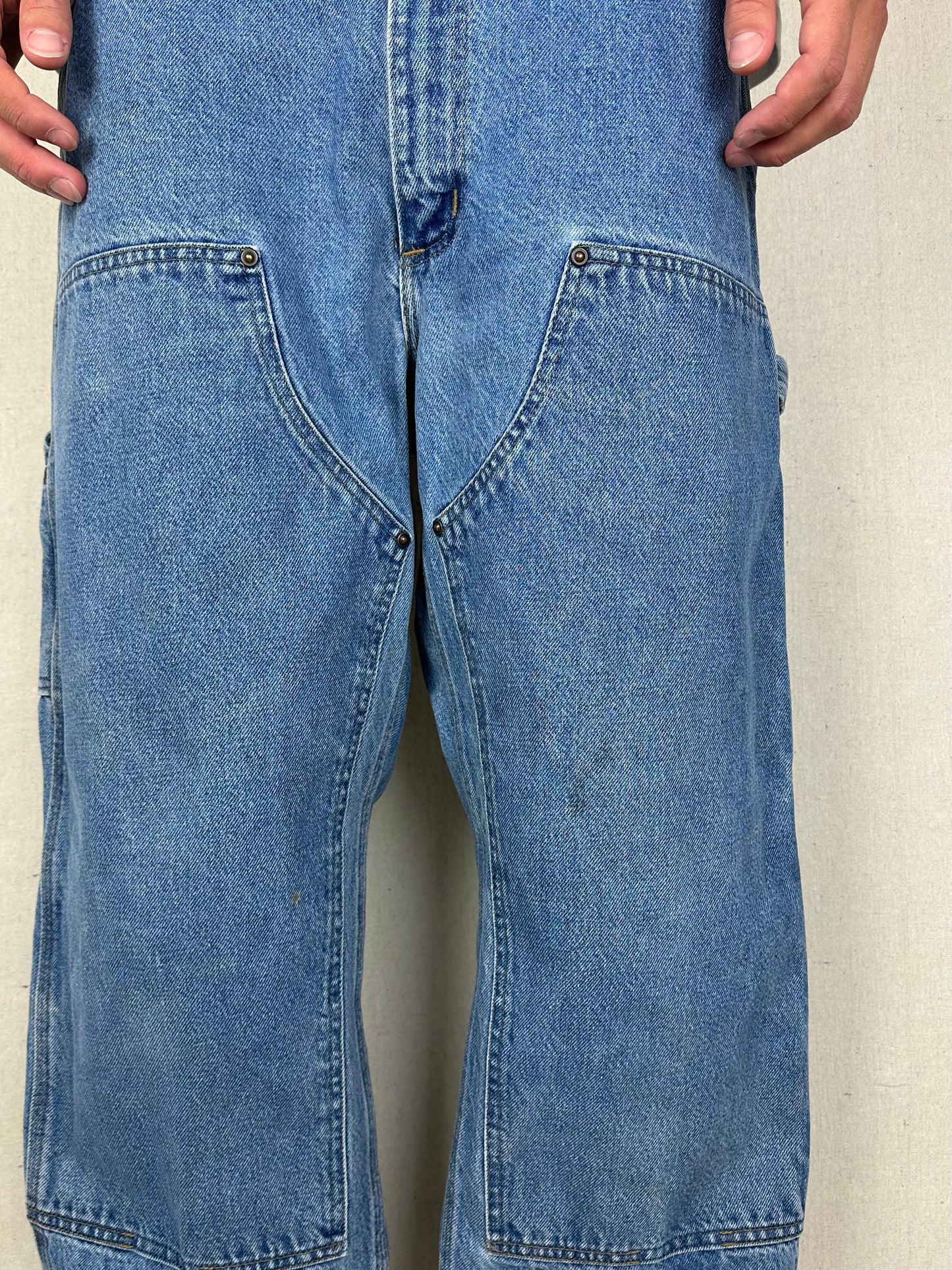 90's Carhartt Heavy Duty USA Made Vintage Double Knee Carpenter Jeans Size 34x29