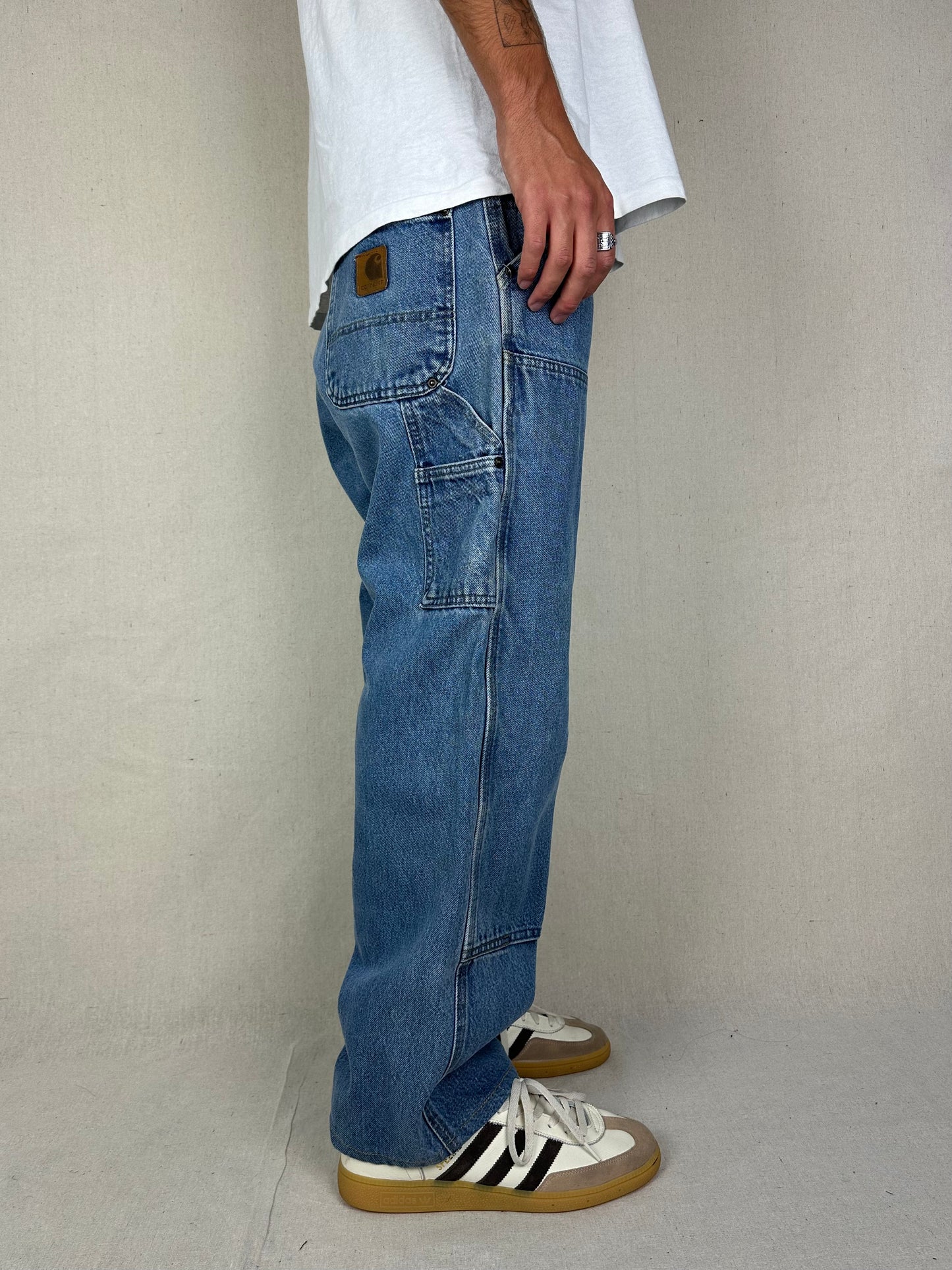 90's Carhartt Heavy Duty USA Made Vintage Double Knee Carpenter Jeans Size 34x29