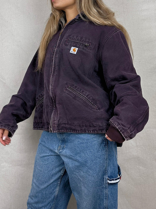 90's Carhartt Heavy Duty Sherpa Lined Vintage Jacket with Hood Size 18-20