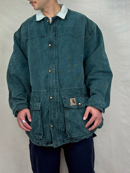 90's Carhartt Heavy Duty USA Made Quilt Lined Vintage Jacket Size 2-3XL