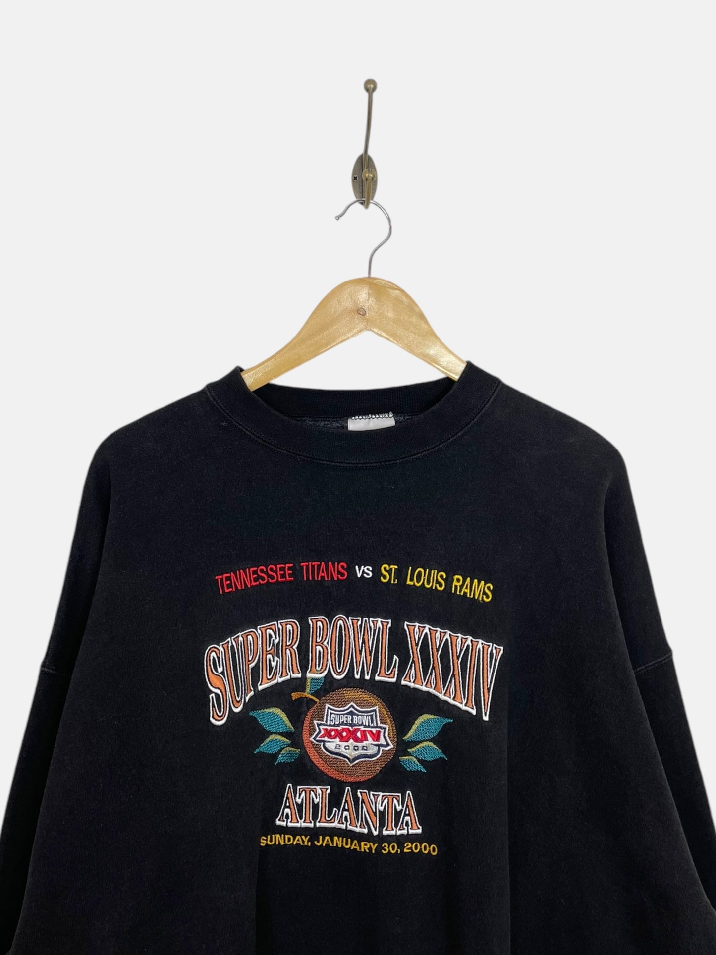 90's Atlanta Super Bowl Embroidered Vintage Sweatshirt Size XL