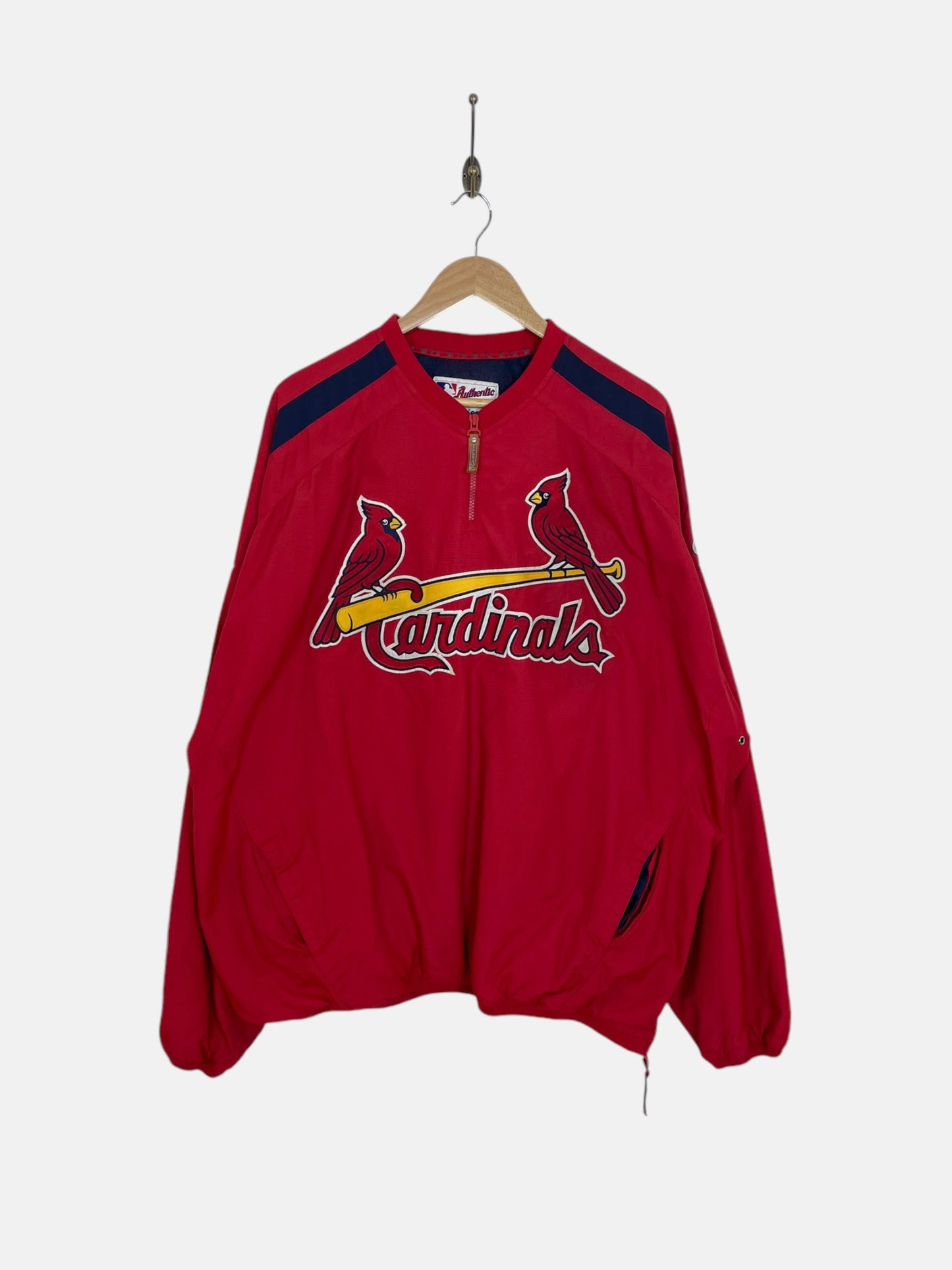 90's MLB St Louis Cardinals Embroidered Vintage Quarter-zip Pullover Jacket Size 2XL