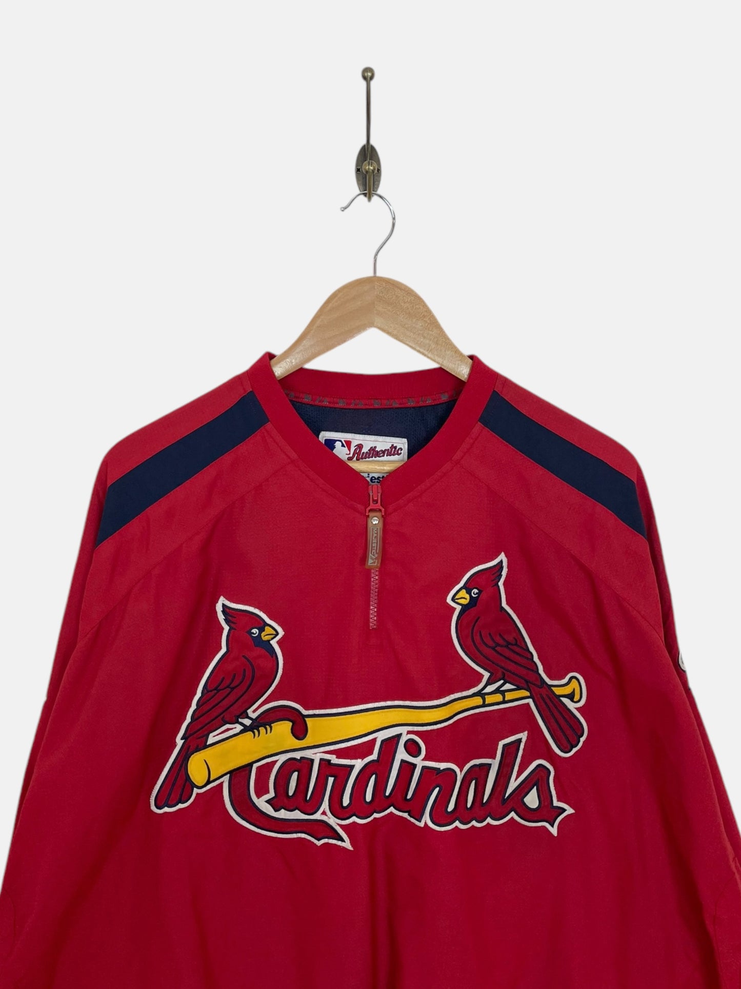 90's MLB St Louis Cardinals Embroidered Vintage Quarter-zip Pullover Jacket Size 2XL