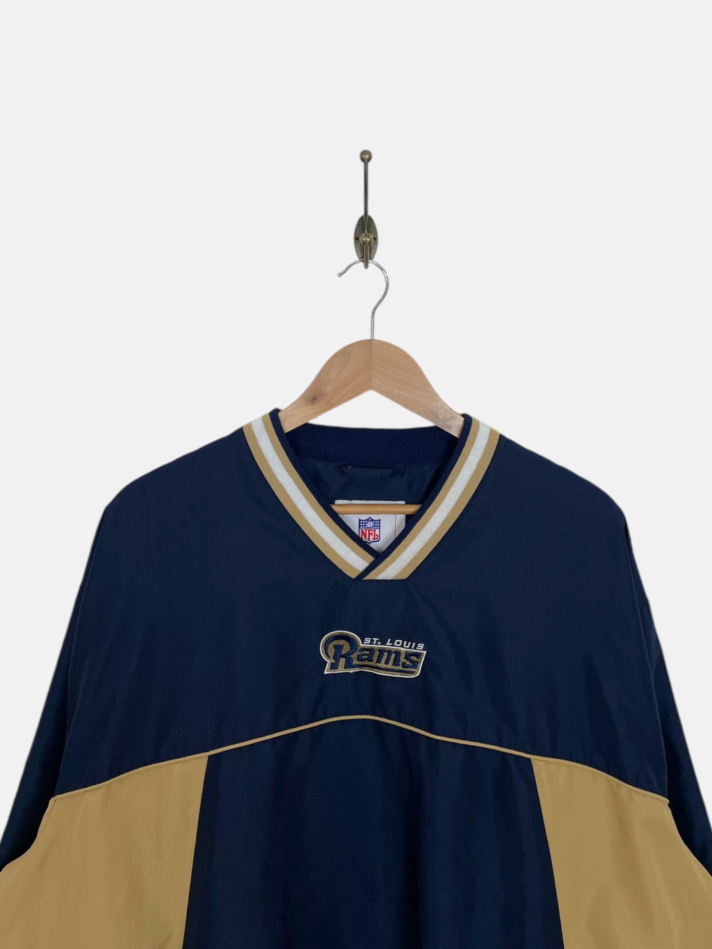 90's NFL St Louis Rams Embroidered Vintage Pullover Jacket Size 2XL