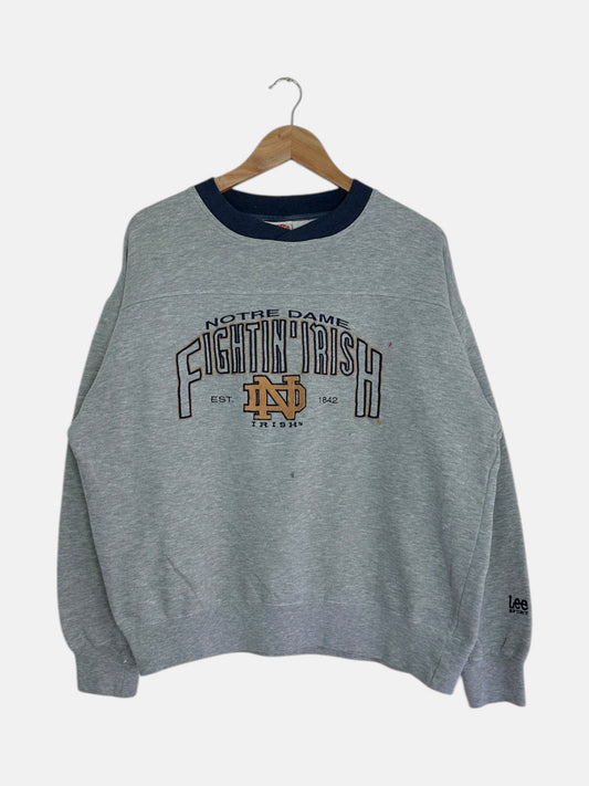 90's Notre Dame Lee Sport Embroidered Vintage Sweatshirt Size L