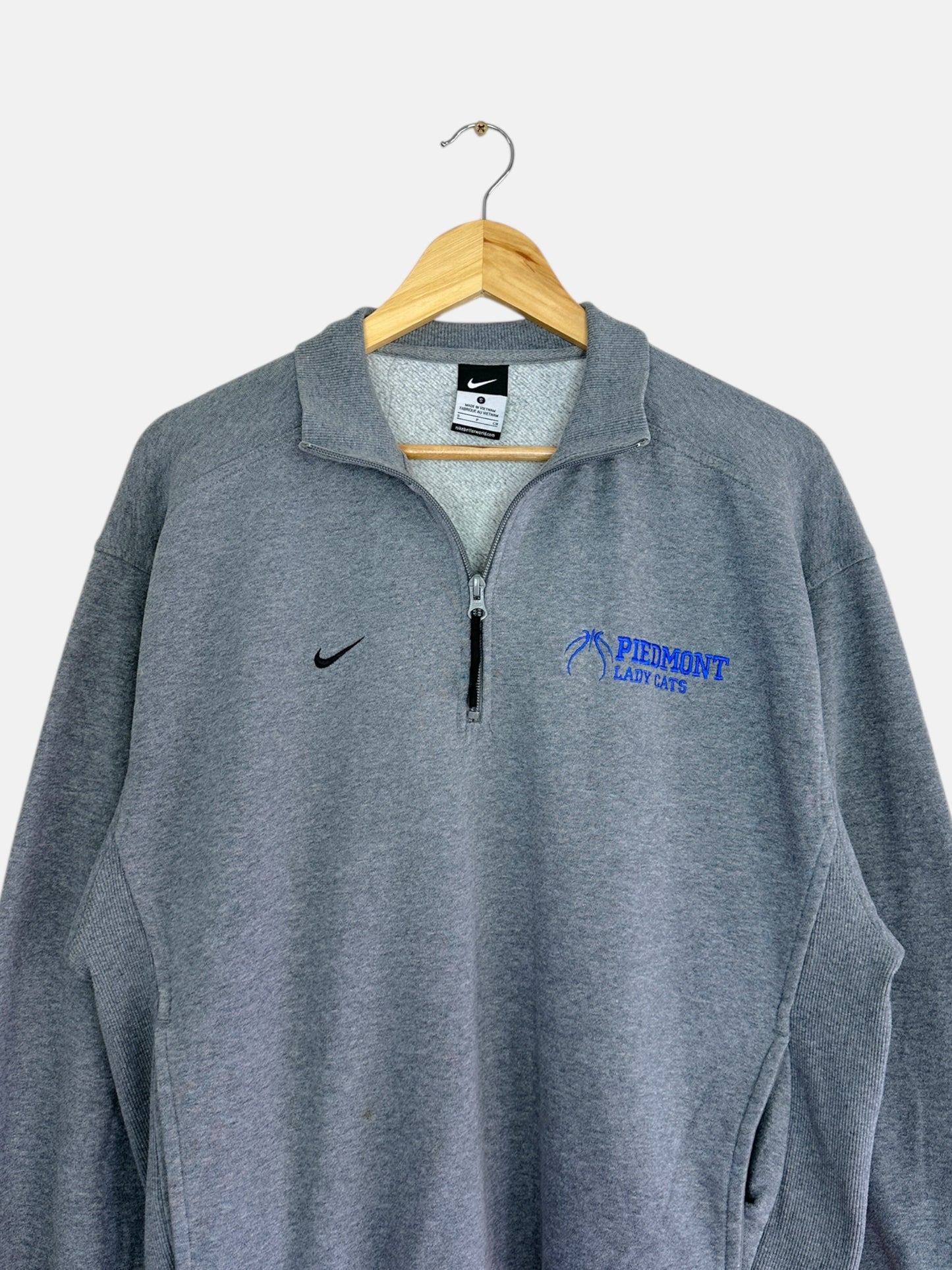 90's Nike Piedmont Lady Cats Embroidered Vintage Quarter-zip Sweatshirt Size L