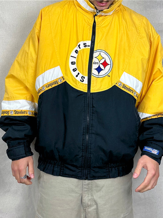 90's Pittsburgh Steelers NFL Embroidered Puffer Jacket Size XL