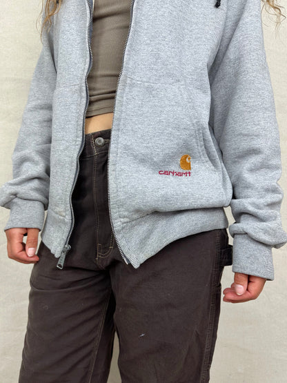 90's Carhartt Embroidered Vintage Zip-Up Hoodie Size 12-14