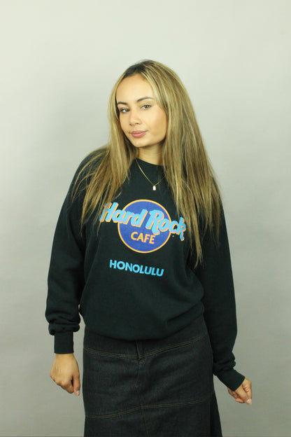 90's Hard Rock Cafe Honolulu USA Made Vintage Lightweight Sweatshirt Size 8-10