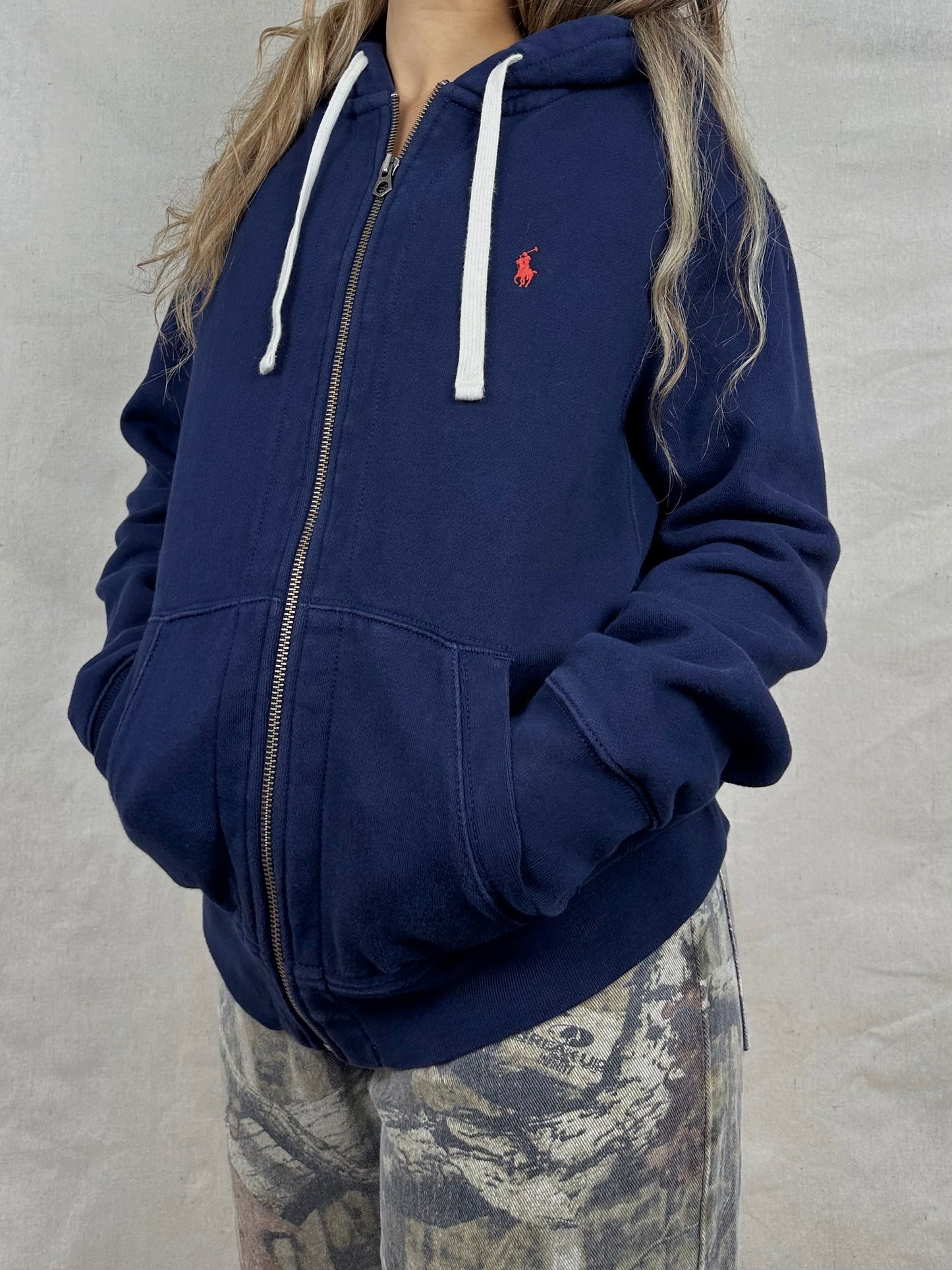 90's Ralph Lauren Embroidered Vintage Zip-Up Hoodie Size 10-12