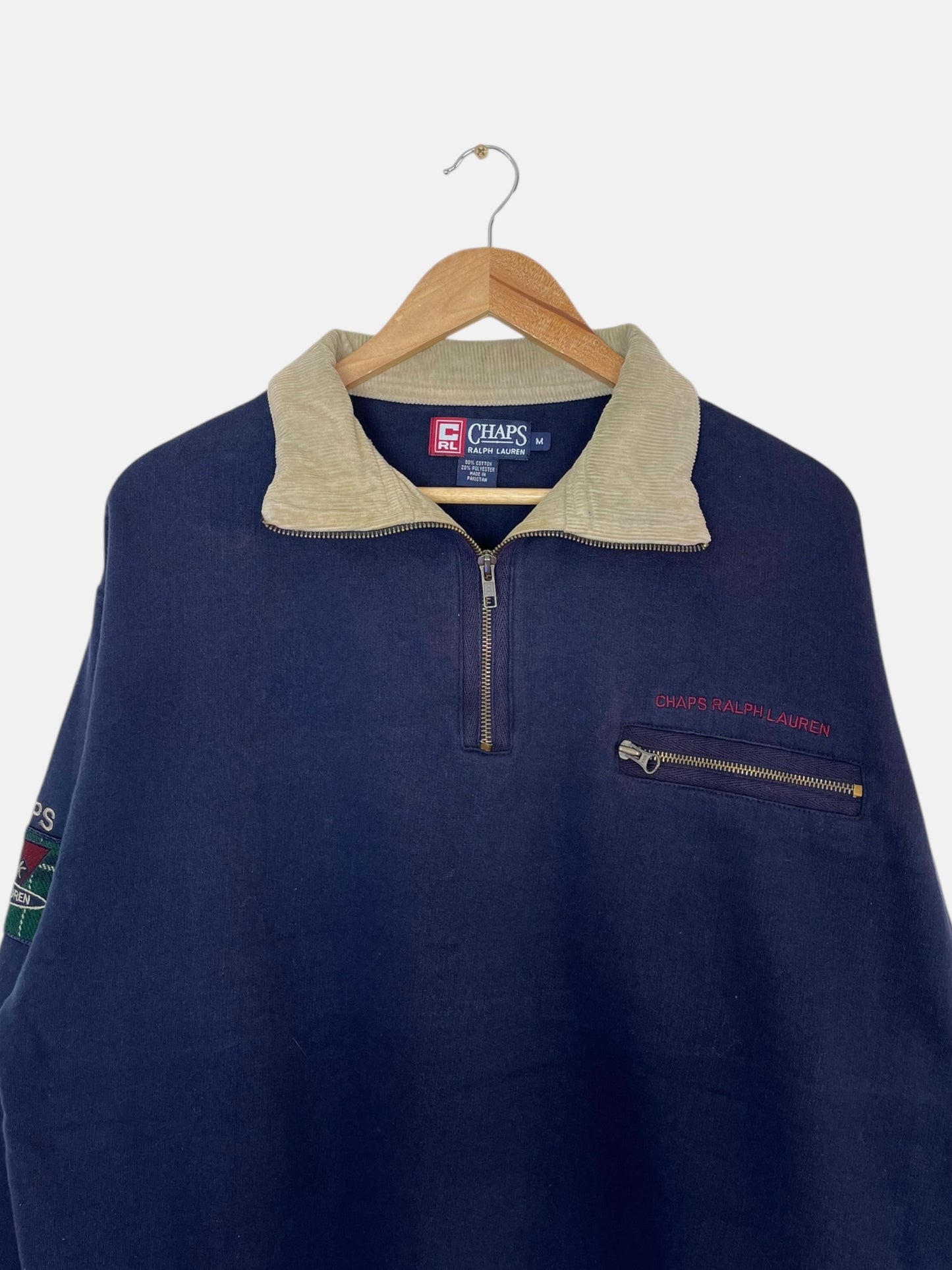 90's Chaps Ralph Lauren Embroidered Vintage Quarter-zip Sweatshirt Size L