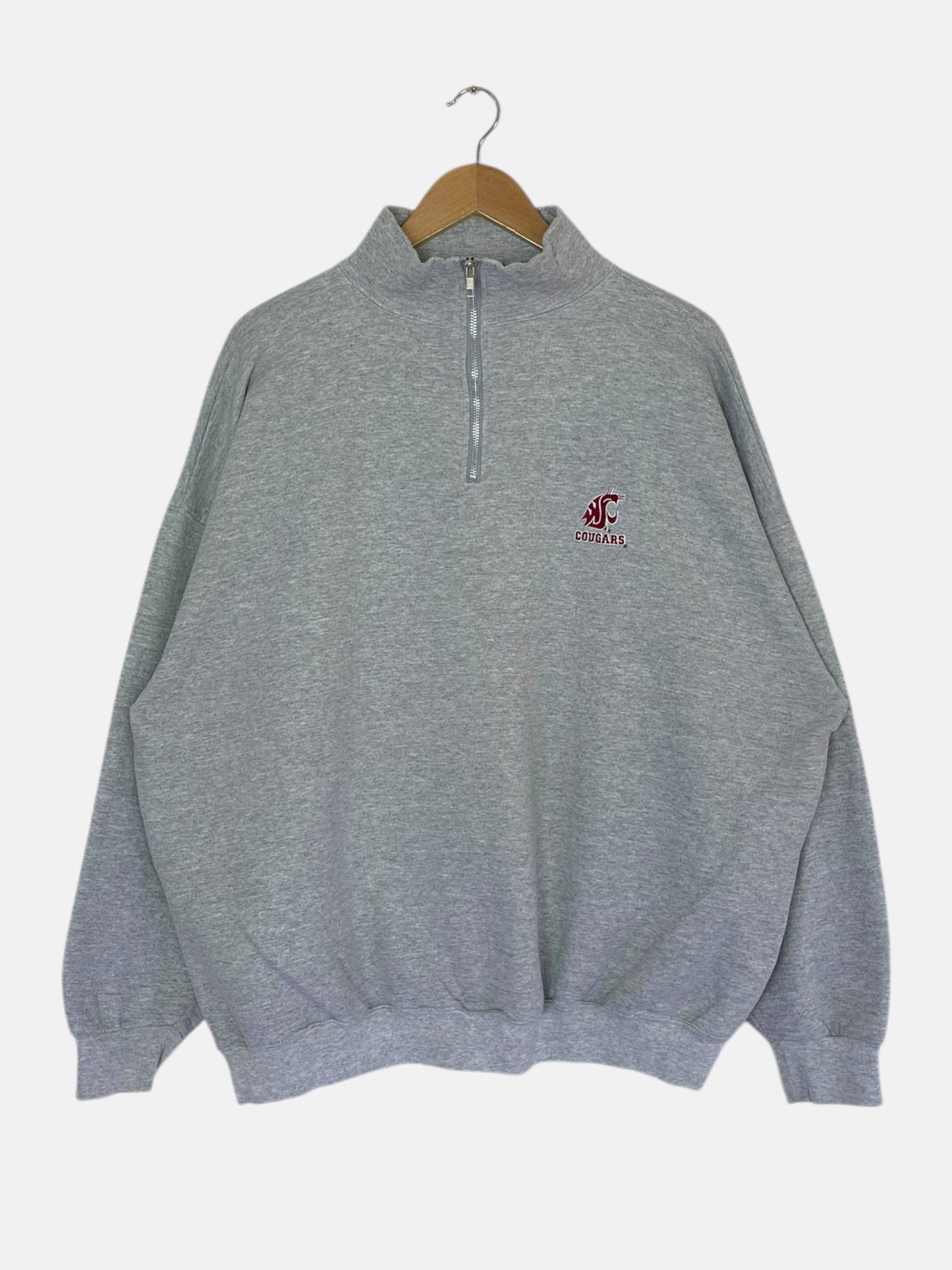 90's NFL Washington State Cougars Embroidered Vintage Quarter-zip Sweatshirt Size 2XL