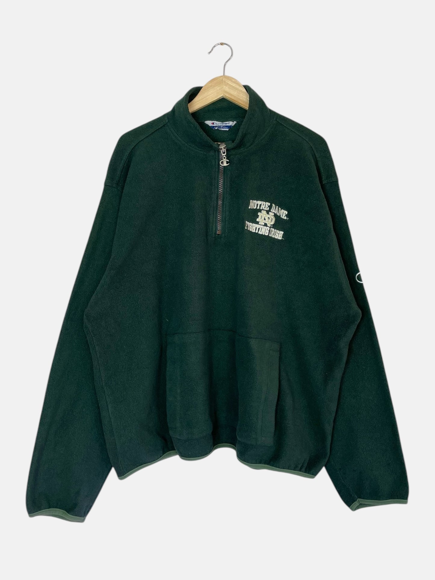 90's Champion Notre Dame "Fighting Irish" Embroidered Vintage Quarter-zip Sweatshirt Size 2XL-3XL