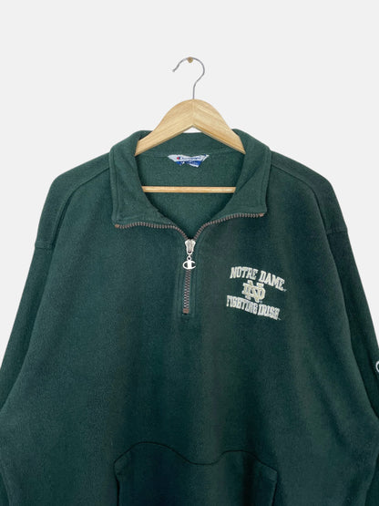 90's Champion Notre Dame "Fighting Irish" Embroidered Vintage Quarter-zip Sweatshirt Size 2XL-3XL