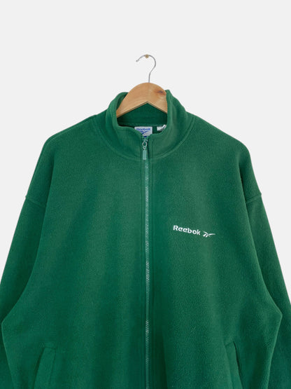 90's Reebok Embroidered Vintage Fleece Zip-up Sweatshirt Size L-XL