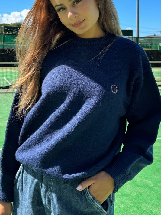 90's Tommy Hilfiger Embroidered Vintage Wool Sweatshirt Size 8-10