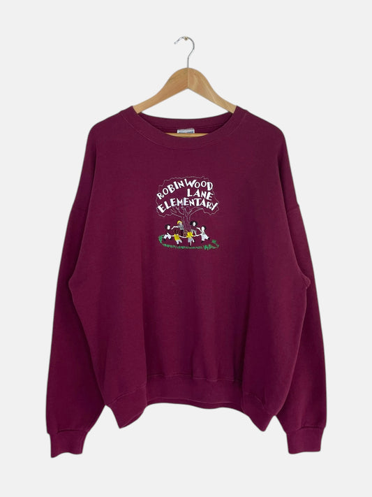 90's Robinwood Lane Elementary Embroidered Vintage Sweatshirt Size XL