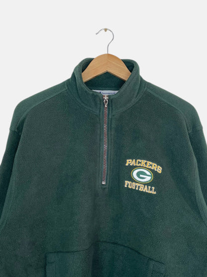 90's Green Bay Packers Champion Embroidered Vintage Fleece Quarterzip Sweatshirt Size L-XL