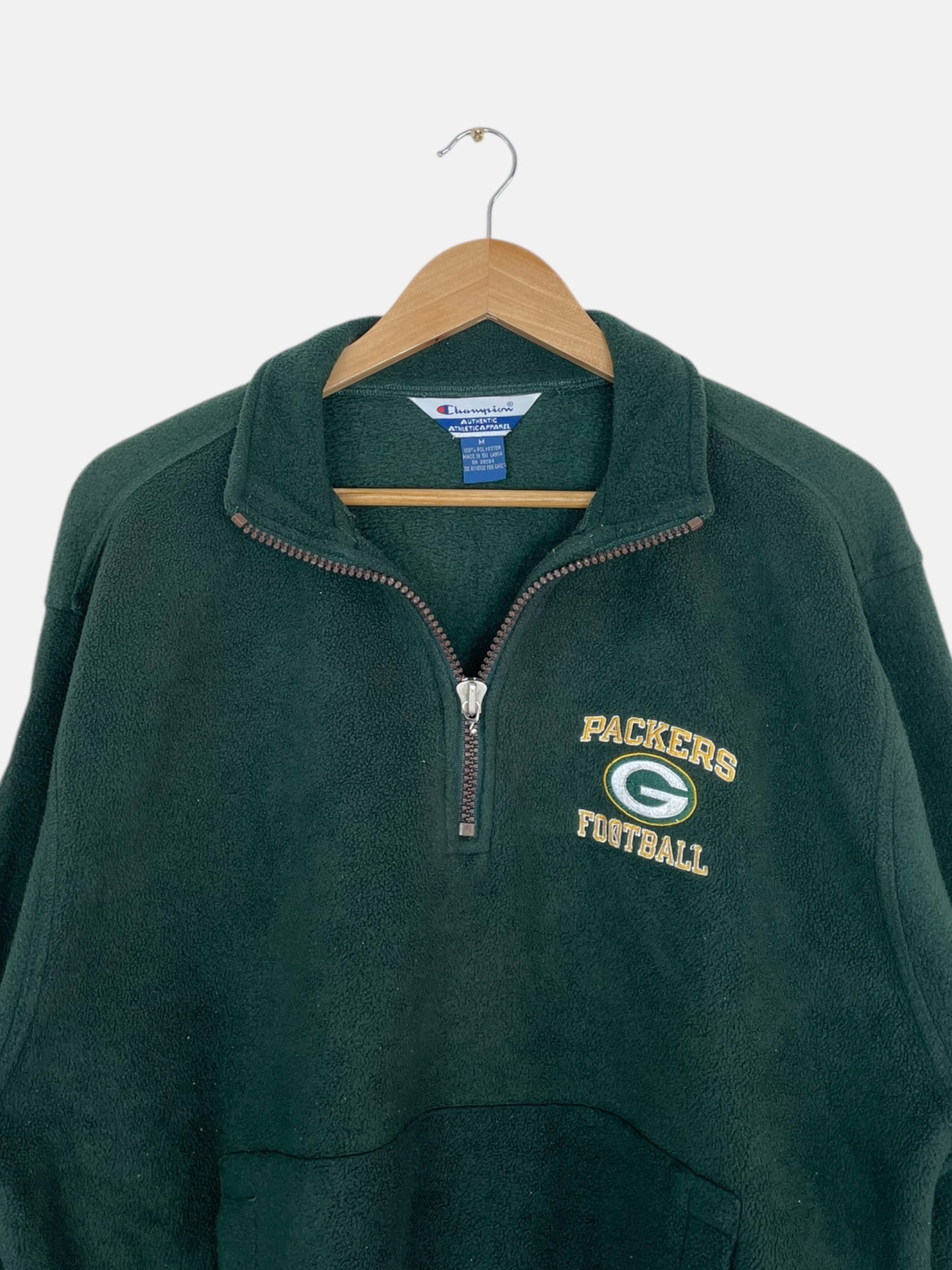 90's Green Bay Packers Champion Embroidered Vintage Fleece Quarterzip Sweatshirt Size L-XL