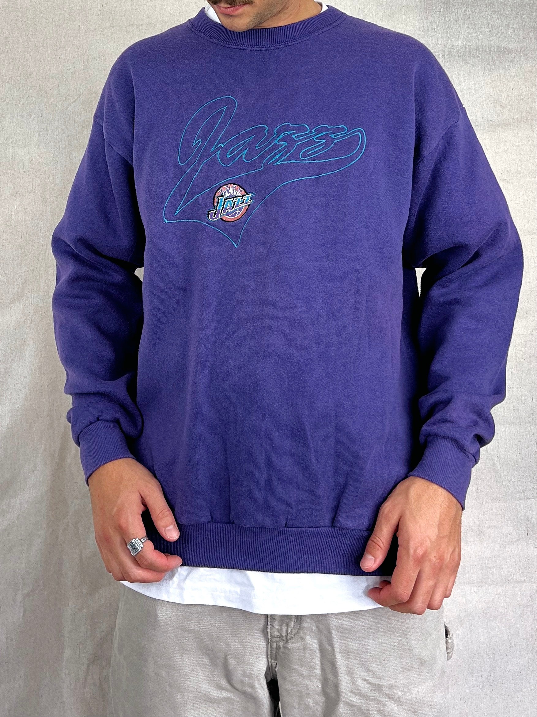 Vintage utah jazz offers embroidered crew