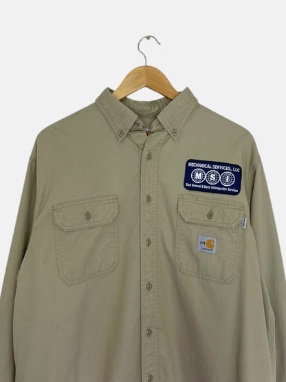 90's Carhartt "Mechanical Services" Vintage Button-up Long Sleeve Shirt Size XL