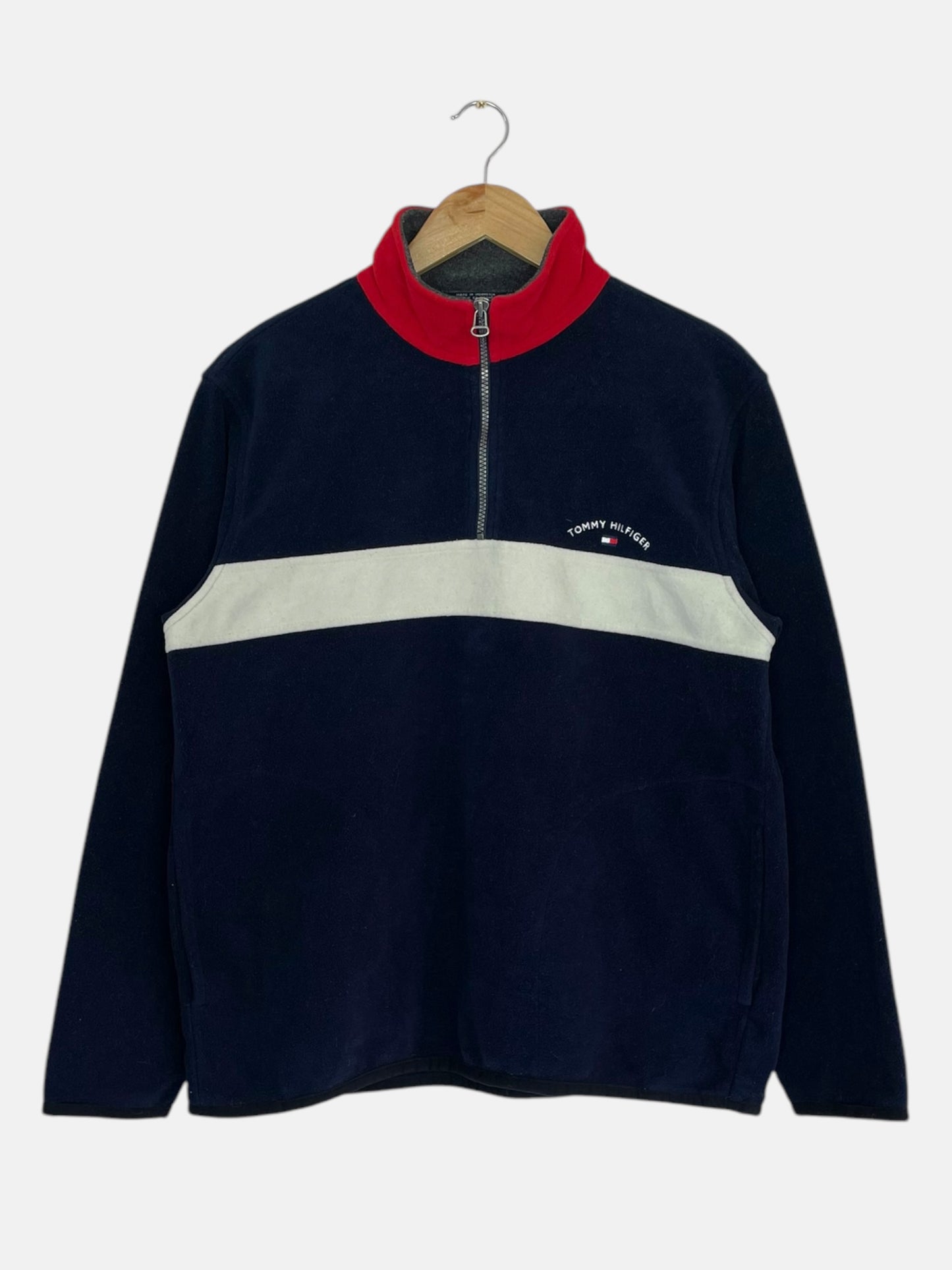 90's Tommy Hilfiger Embroidered Vintage Quarter-zip Sweatshirt Size S-M