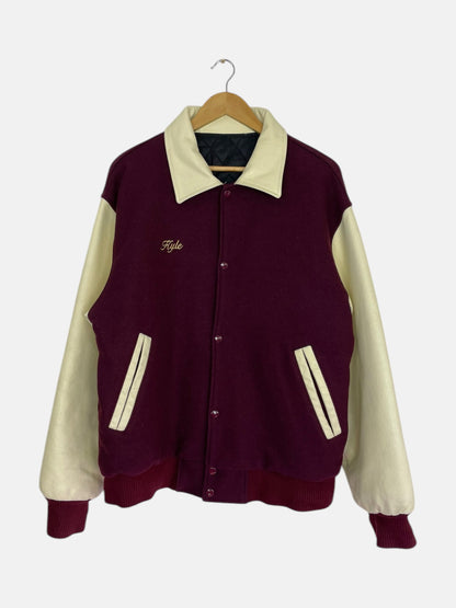 90's Iona Prep Embroidered Football Leather Stadium Jacket Size L