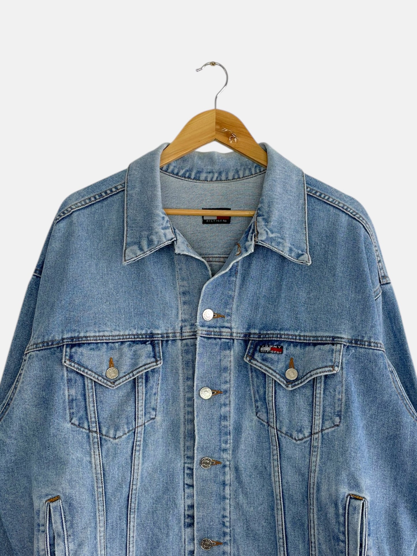 90's Tommy Hilfiger Embroidered Vintage Denim Jacket Size XL