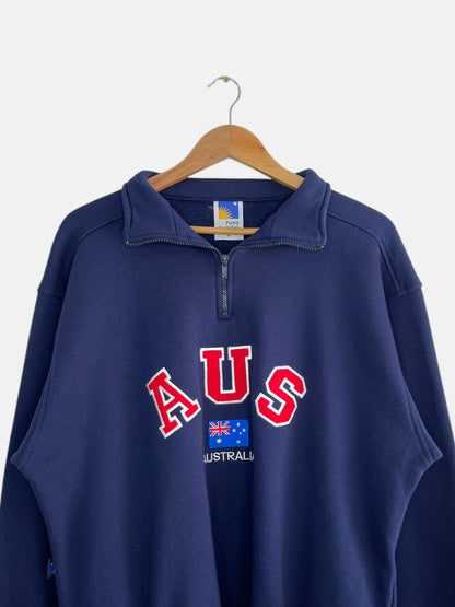 90's Australia Embroidered Vintage Quarter-zip Sweatshirt Size L-XL