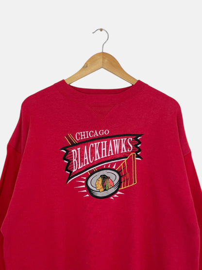 90's Chicago Blackhawks Embroidered Vintage Sweatshirt Size XL