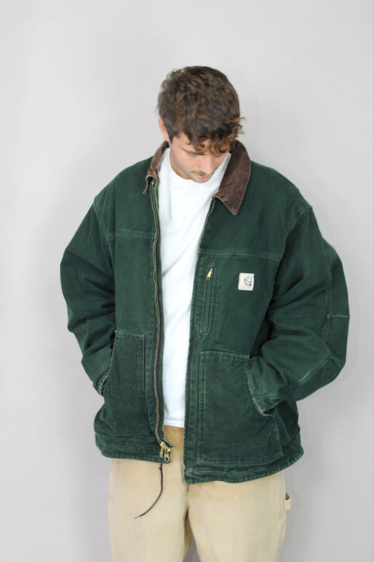 90's Carhartt Heavy Duty Vintage Corduroy Collar Jacket Size 2-3XL