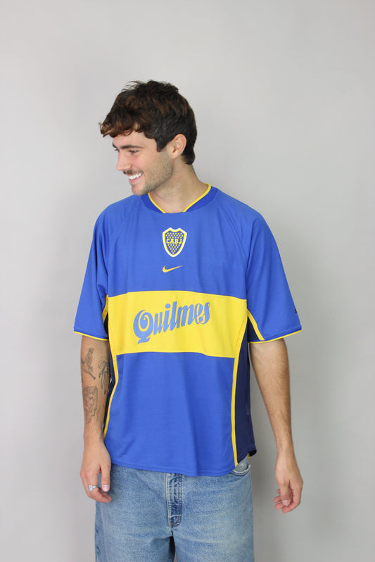 2001 Nike Boca Juniors Home Kit Vintage Football Jersey Size L