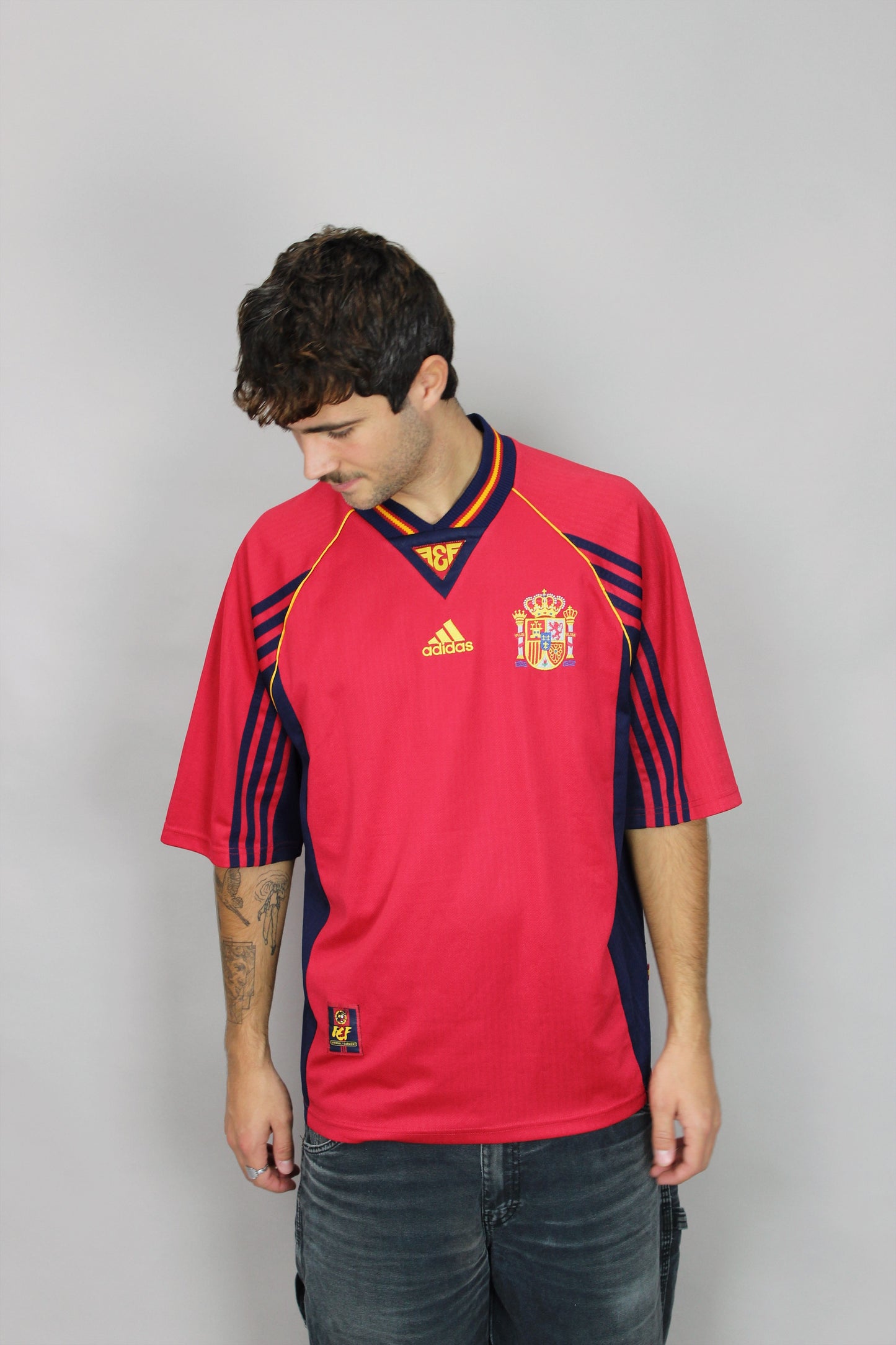 1998 Adidas Spain Home Kit Vintage Football Jersey Size L-XL