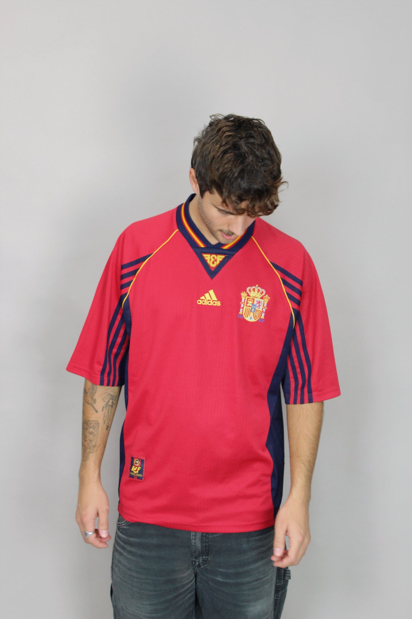 1998 Adidas Spain Home Kit Vintage Football Jersey Size L-XL