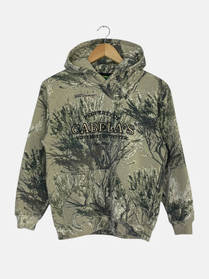 90's Realtree Camo Embroidered "Cabella's" Vintage Hooded Sweatshirt Size XS