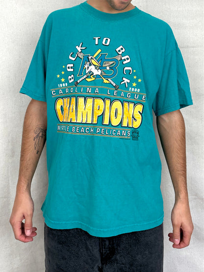 90's Myrtle Beach Pelicans Baseball Vintage T-Shirt Size L