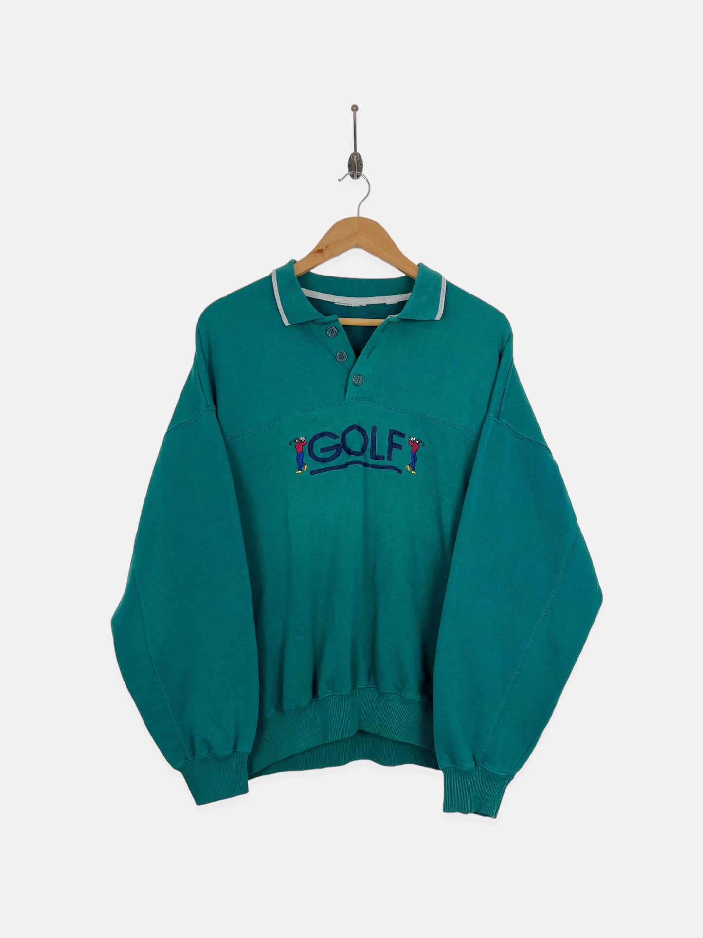 90's Golf Embroidered Vintage Collared Sweatshirt Size M