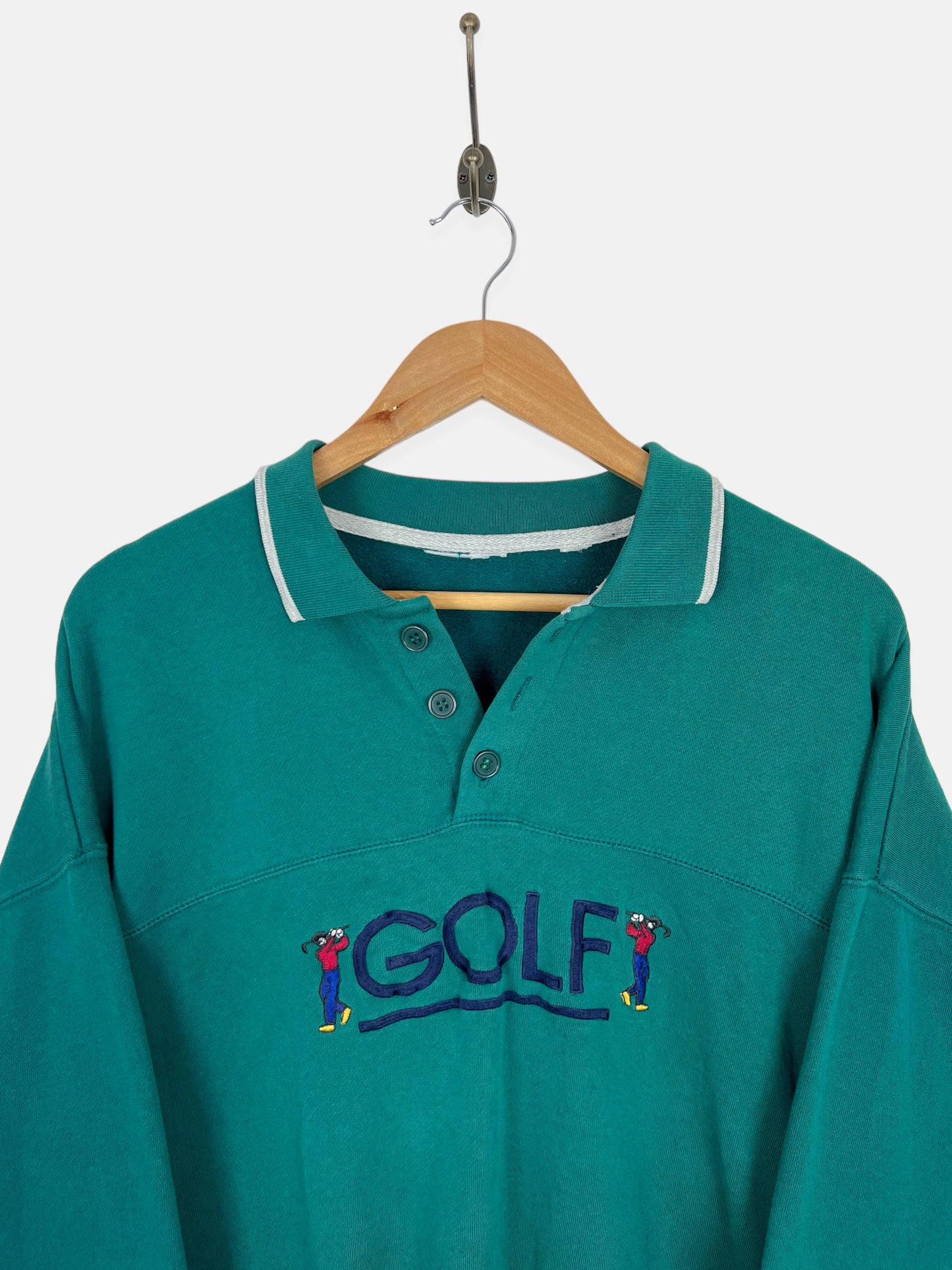 90's Golf Embroidered Vintage Collared Sweatshirt Size M